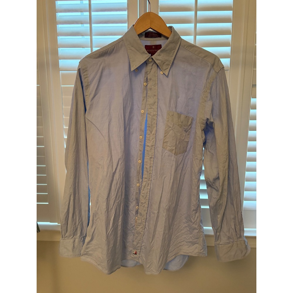 Nordstrom Classic Mens Light Blue Pinpoint Oxford Cotton Button Down Shirt 16-35